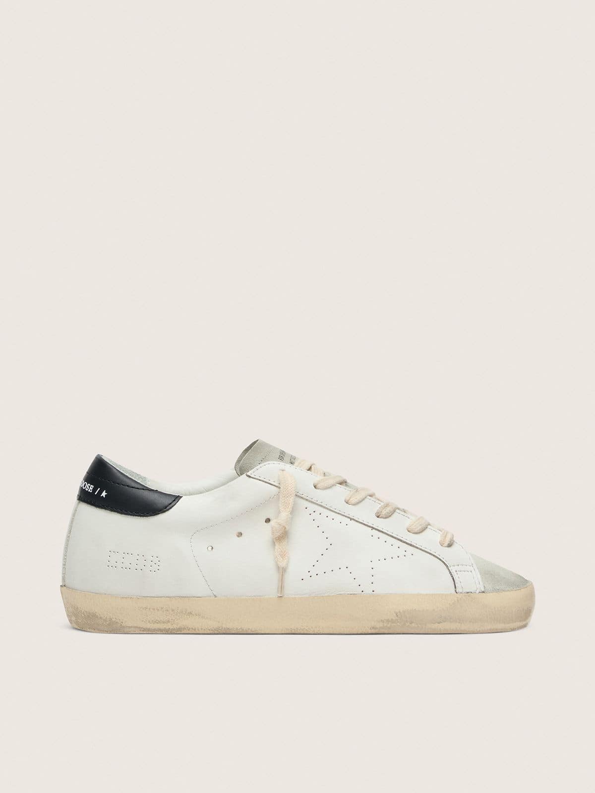 Women's Super-Star in white leather with perforated star