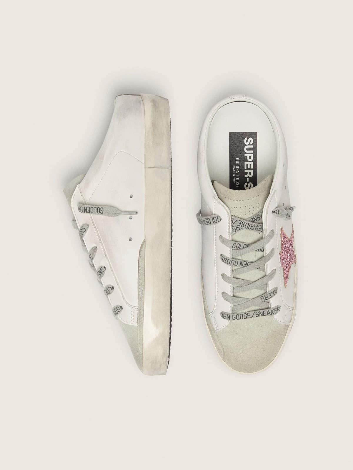 Bio-based Super-Star Sabot with pink glitter star and suede toe