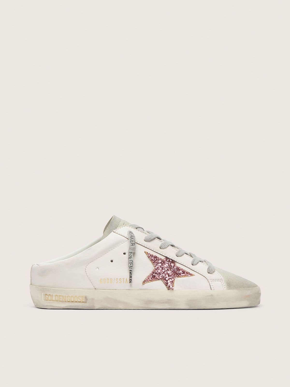 Bio-based Super-Star Sabot with pink glitter star and suede toe