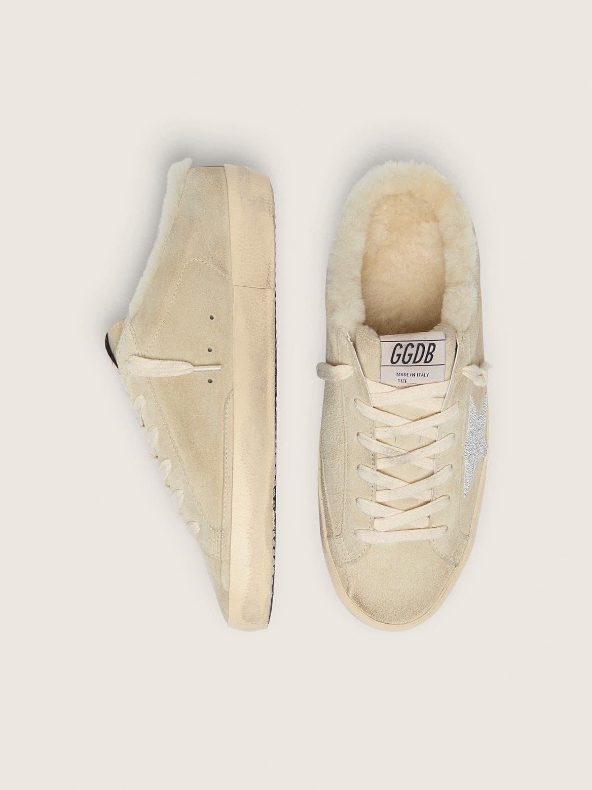 Super-Star Sabots with Swarovski crystal star and shearling lining