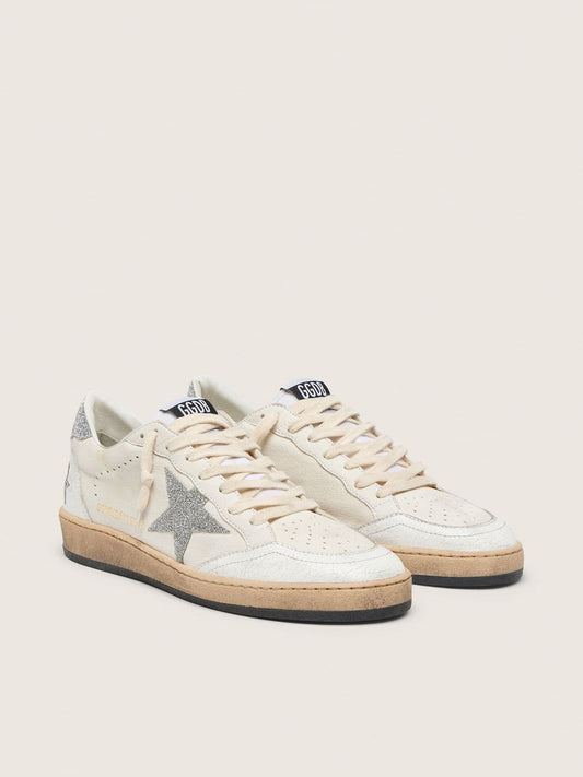 White Ball Star with a Swarovski crystal star and heel tab