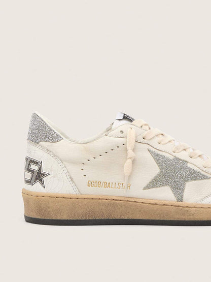 White Ball Star with a Swarovski crystal star and heel tab