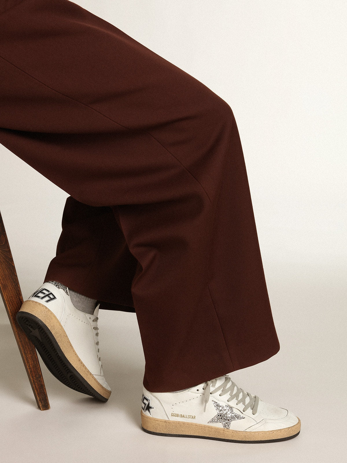 Women's Ball Star in nappa with silver glitter star and heel tab