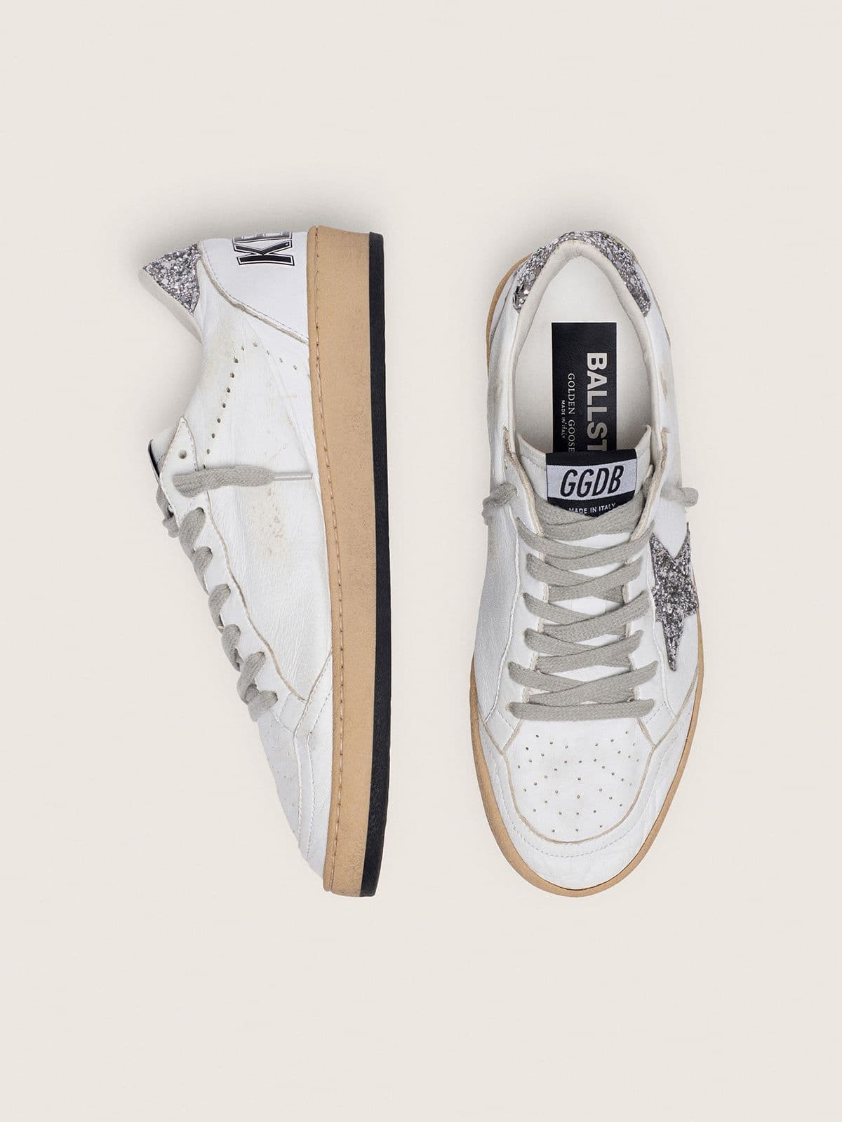Women's Ball Star in nappa with silver glitter star and heel tab
