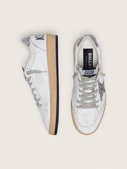 Women's Ball Star in nappa with silver glitter star and heel tab