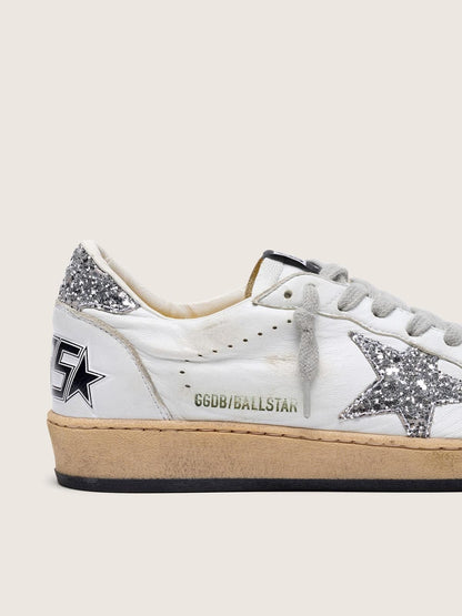 Women's Ball Star in nappa with silver glitter star and heel tab
