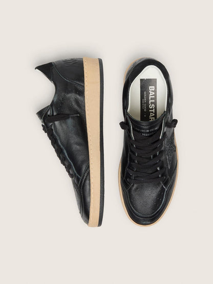 Women’s Ball Star in black nappa with black glitter star and suede heel tab