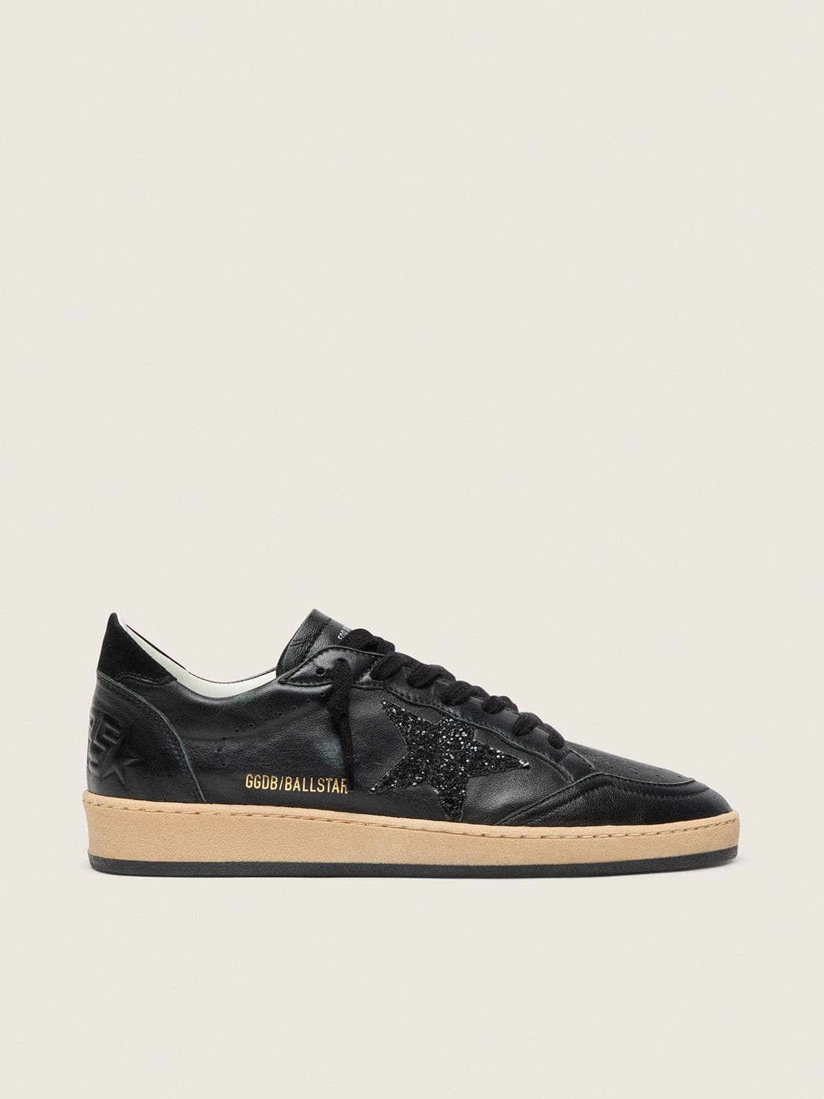 Women’s Ball Star in black nappa with black glitter star and suede heel tab