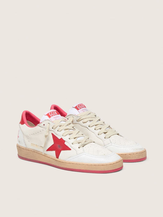 Women’s Ball Star Wishes in white leather with a red star and heel tab
