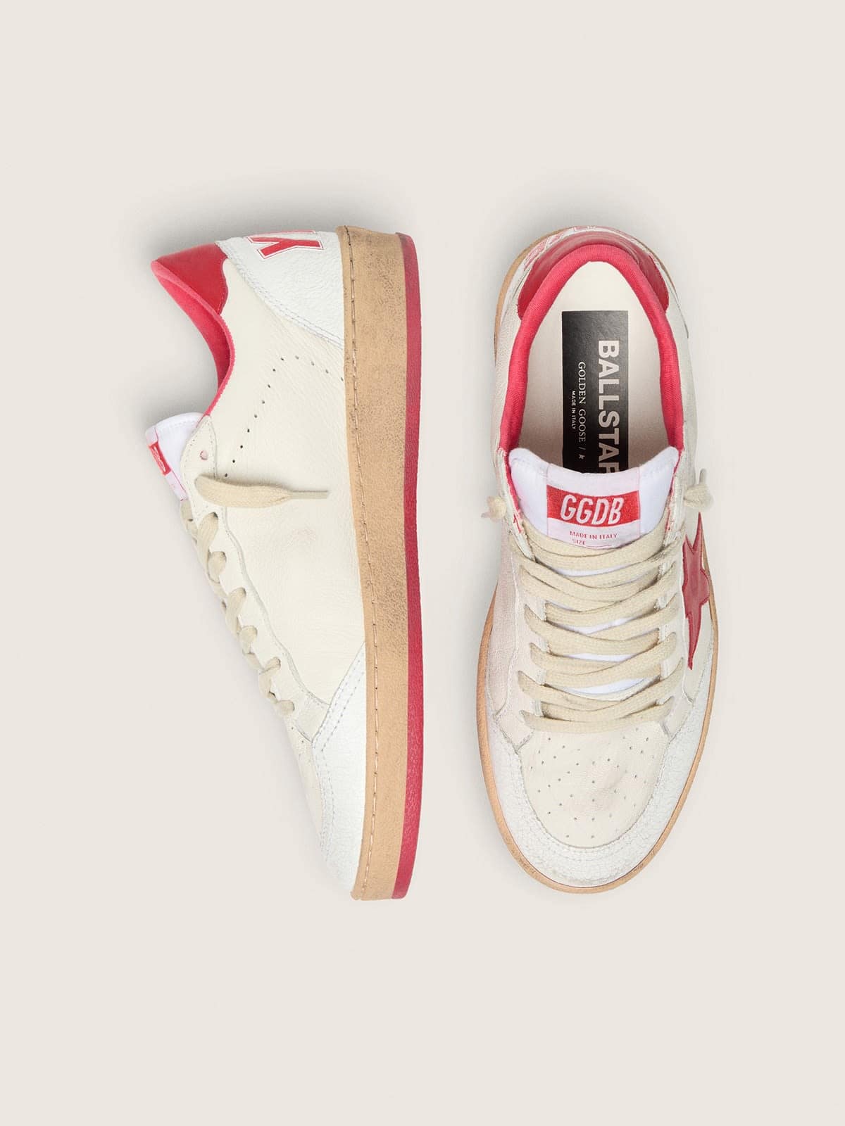 Women’s Ball Star Wishes in white leather with a red star and heel tab