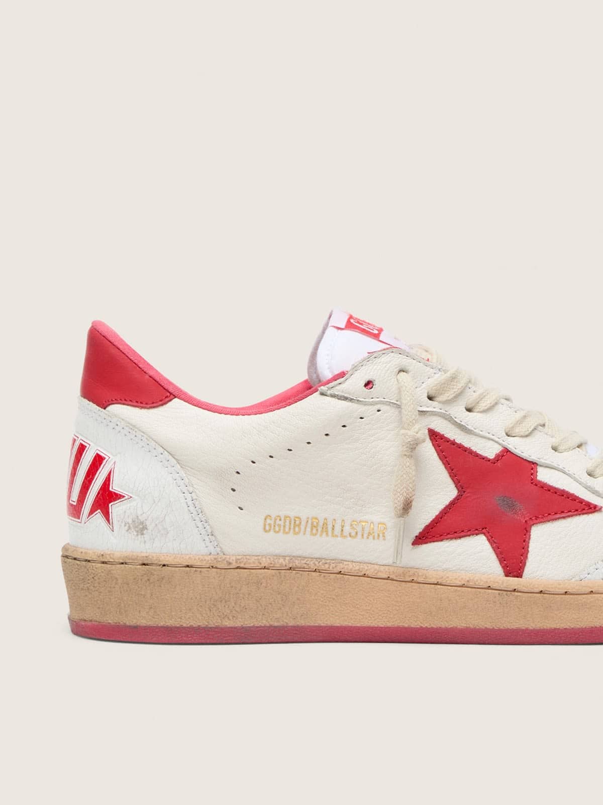 Women’s Ball Star Wishes in white leather with a red star and heel tab
