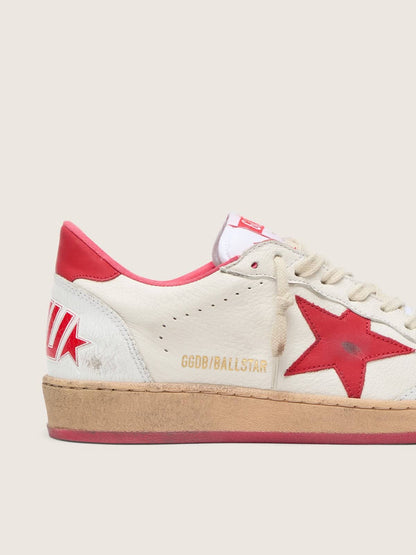 Women’s Ball Star Wishes in white leather with a red star and heel tab