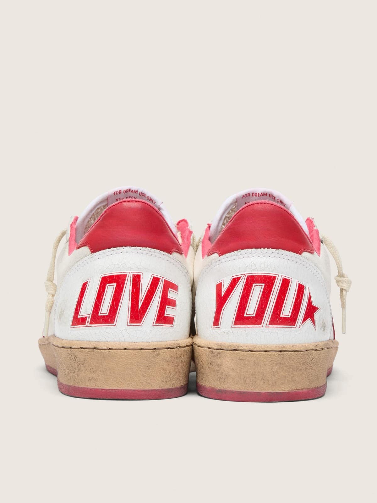 Women’s Ball Star Wishes in white leather with a red star and heel tab