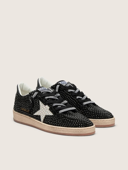 Ball Star in black suede with white star and Swarovski crystals