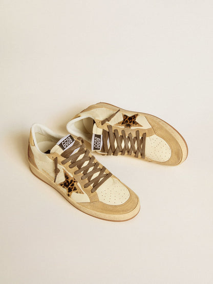 Women's Ball Star in nappa and suede with pony skin star and metallic heel tab