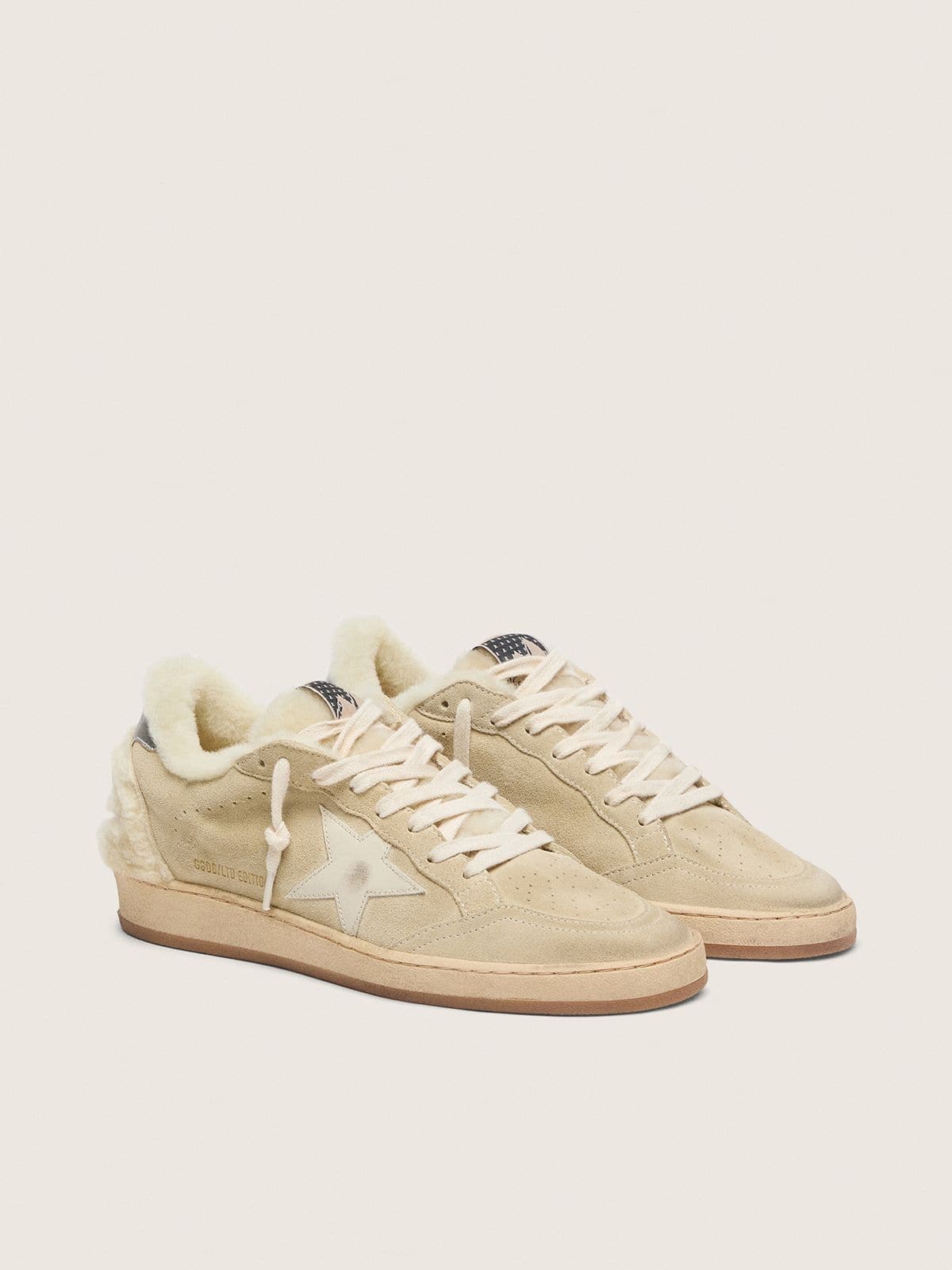 Women's Ball Star  in suede and shearling with white patent leather star