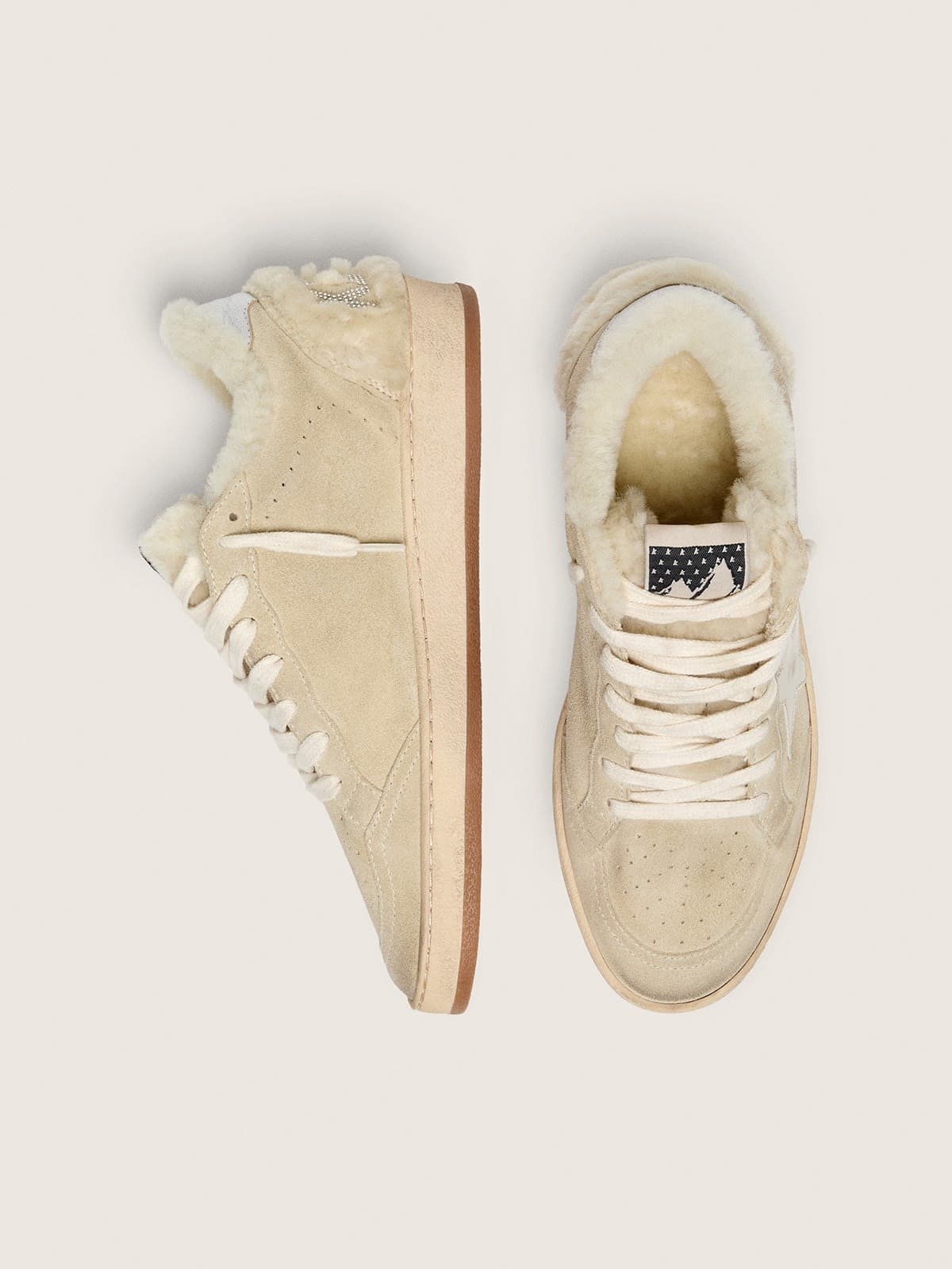 Women's Ball Star  in suede and shearling with white patent leather star