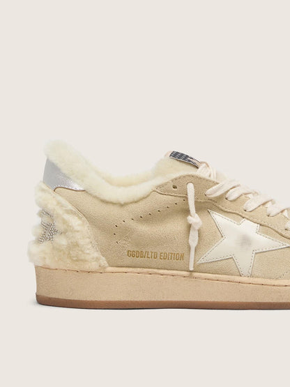 Women's Ball Star  in suede and shearling with white patent leather star