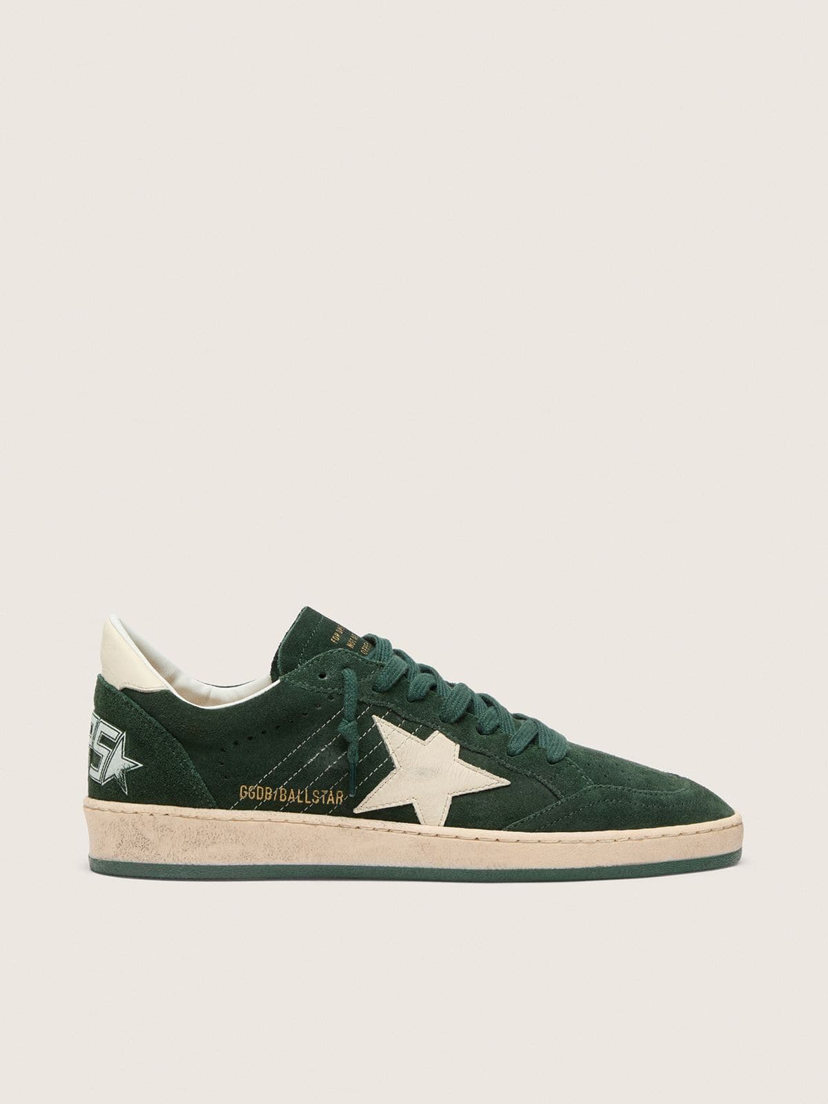 Women's Ball Star in green suede with white leather star and heel tab