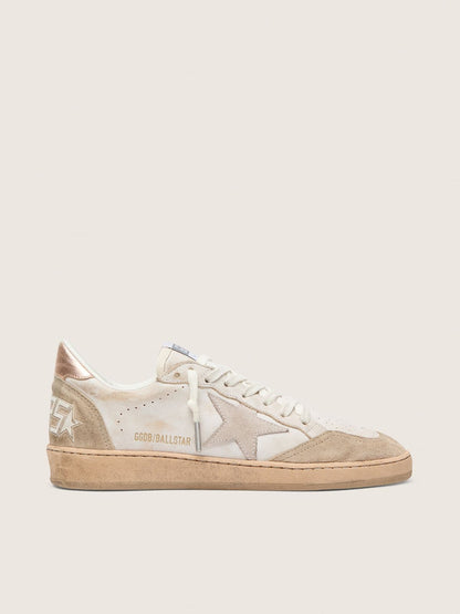 Ball Star with pink suede star and silver glitter edges and rose gold heel tab
