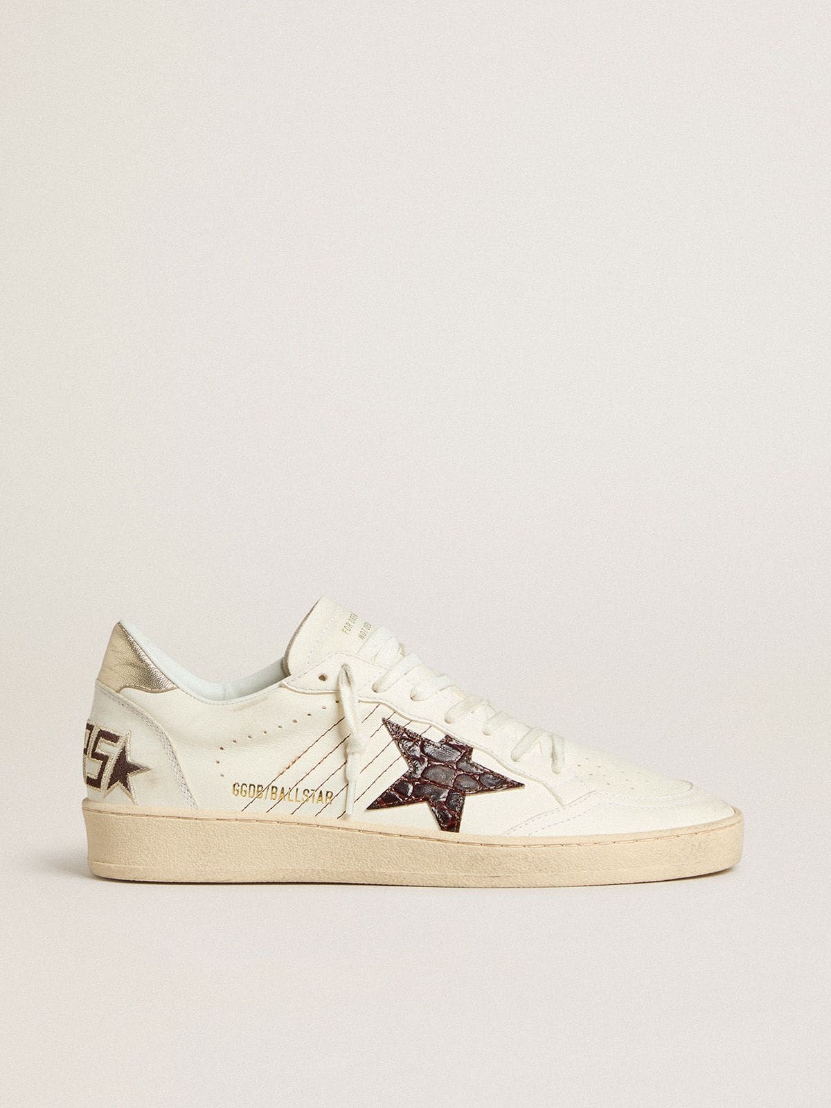 Ball Star with burgundy croc-print leather star and gold heel tab