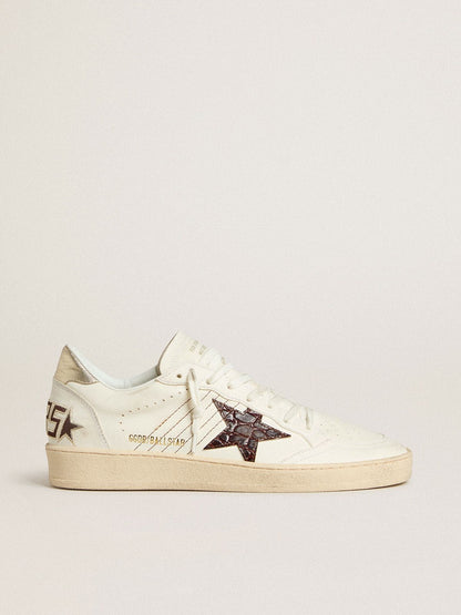 Ball Star with burgundy croc-print leather star and gold heel tab