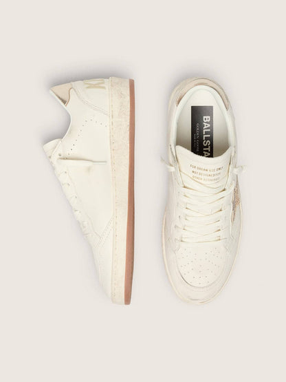 Women’s Ball Star in white leather with crystal star and metallic heel tab