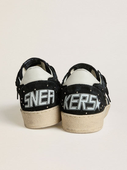 Women's Ball Star in black suede with studs and white leather star