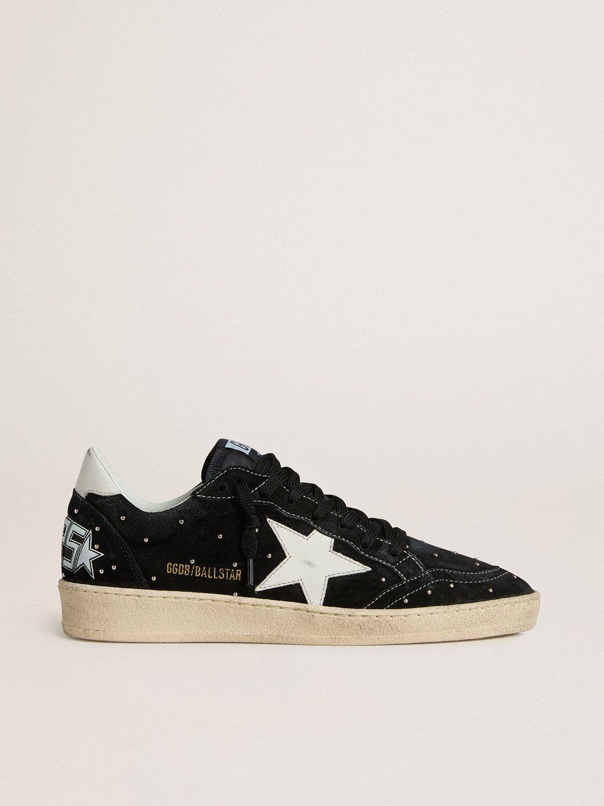 Women's Ball Star in black suede with studs and white leather star