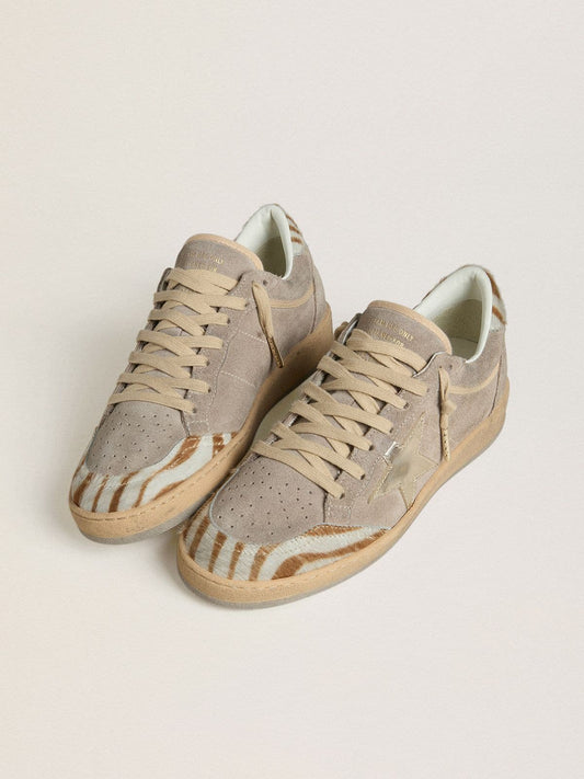 Women's Ball Star LTD in suede with metallic leather star and zebra pony skin heel tab