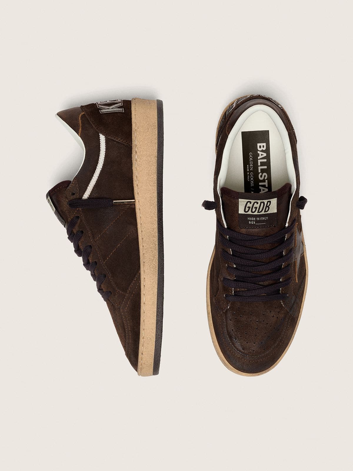 Women's Ball Star in brown suede with brown leather star and heel tab