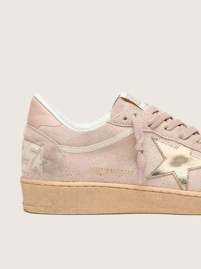 Women's Ball Star in powder-pink suede with metallic gold star