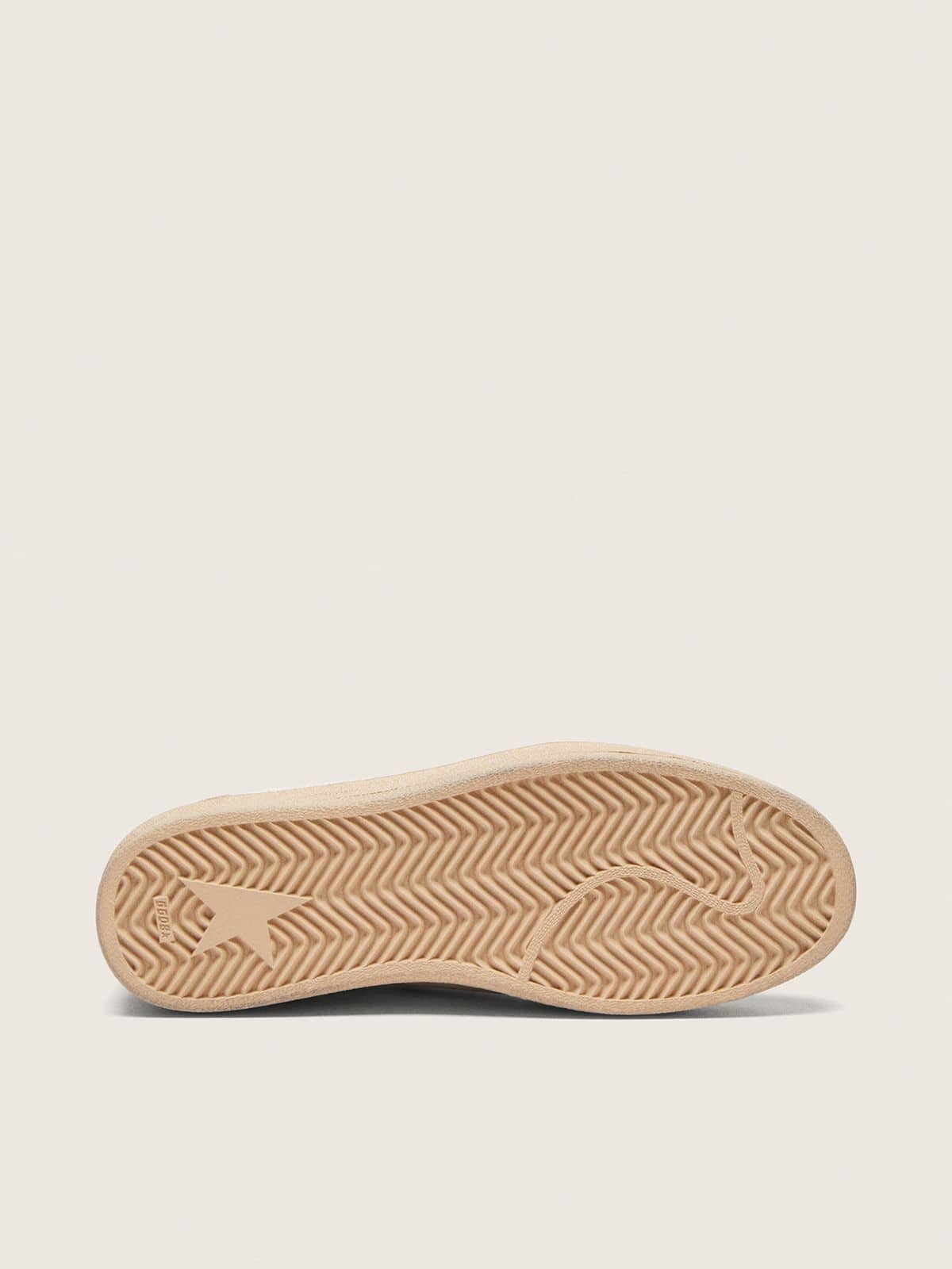 Women’s Ball Star in cream leather with brick-red leather star and suede inserts