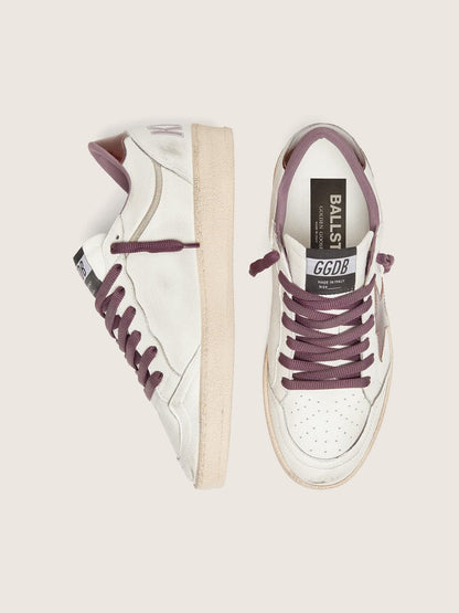 Women’s Ball Star LTD in white leather with burgundy leather star