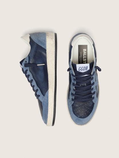 Women’s Ball Star LTD in dark blue leather with light blue Swarovski crystal star and suede inserts