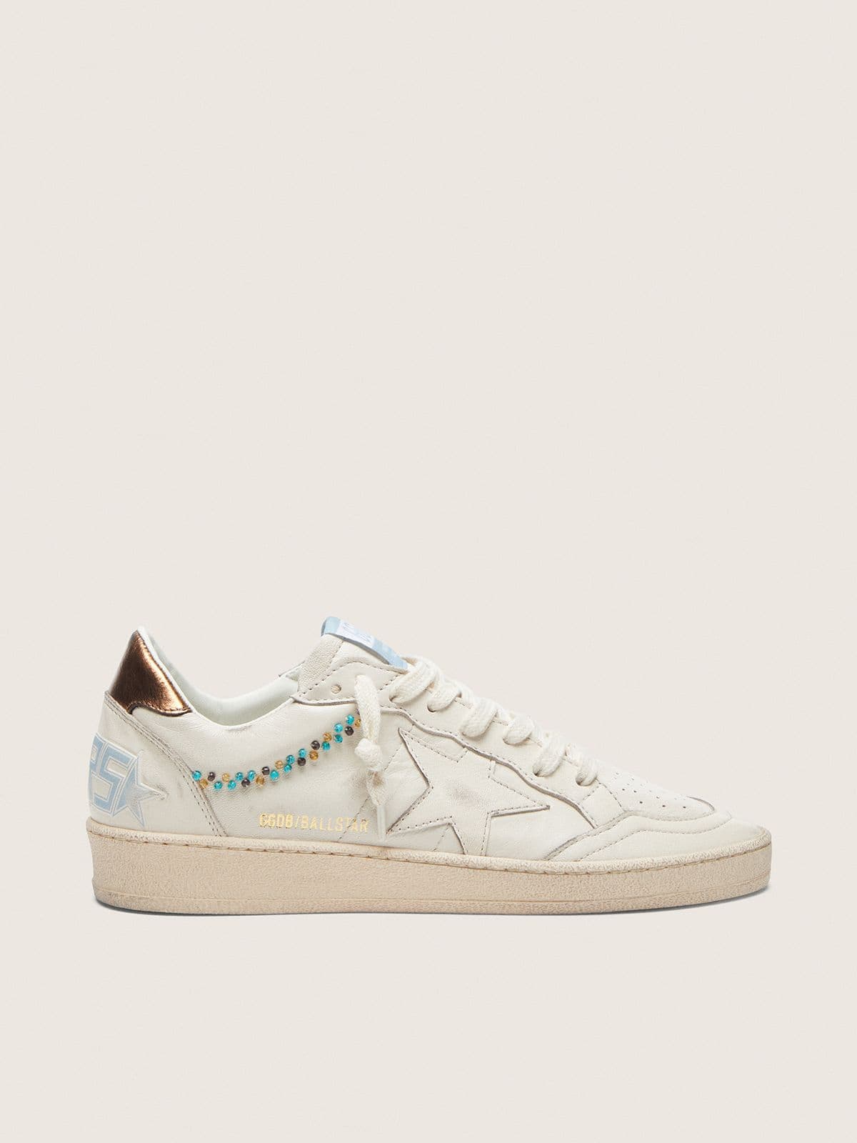 Women's Ball Star in cream leather with tone-on-tone star and beads