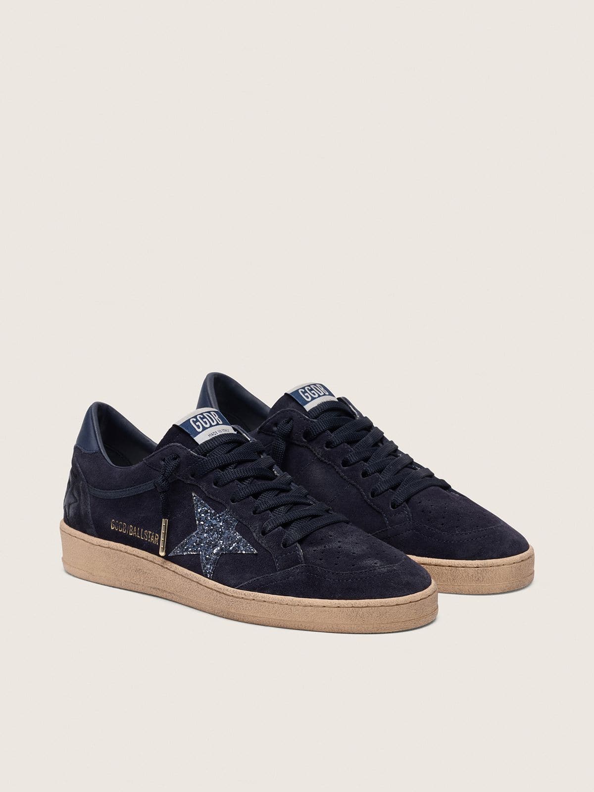 Women's Ball Star in dark blue suede with dark blue glitter star