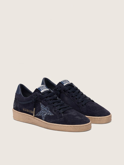 Women's Ball Star in dark blue suede with dark blue glitter star
