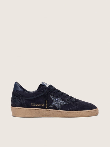 Women's Ball Star in dark blue suede with dark blue glitter star