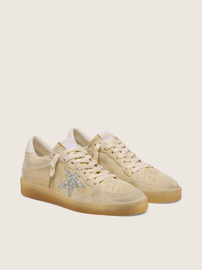 Women’s Ball Star in pearl suede with silver glitter star