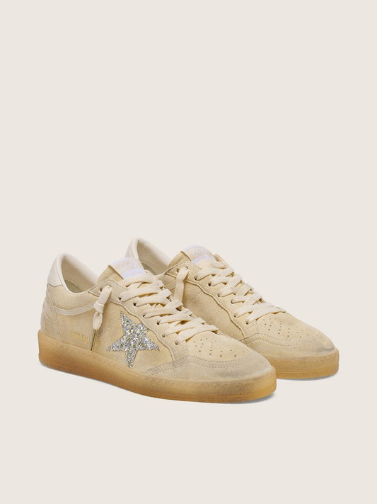 Women’s Ball Star in pearl suede with silver glitter star