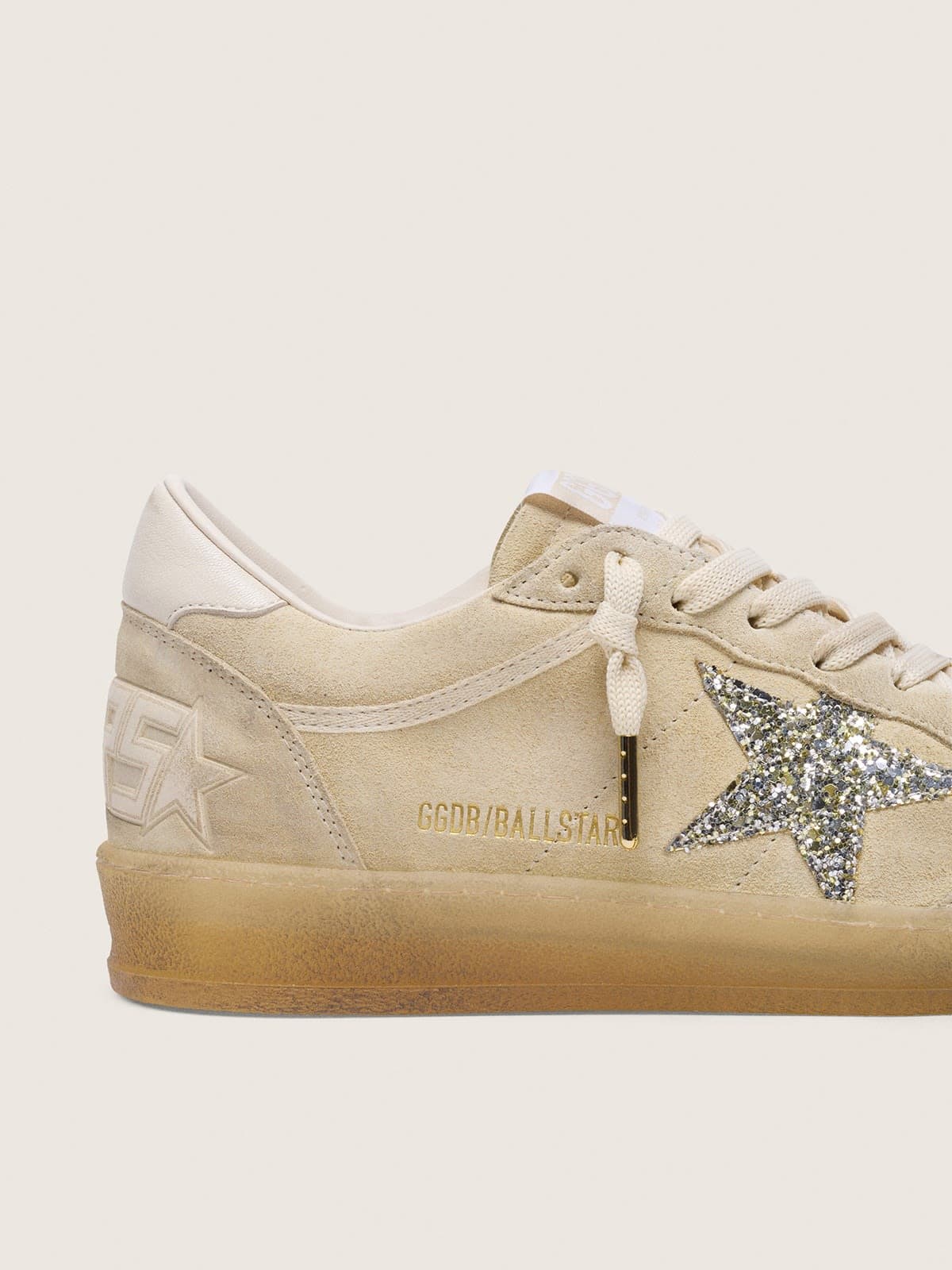 Women’s Ball Star in pearl suede with silver glitter star