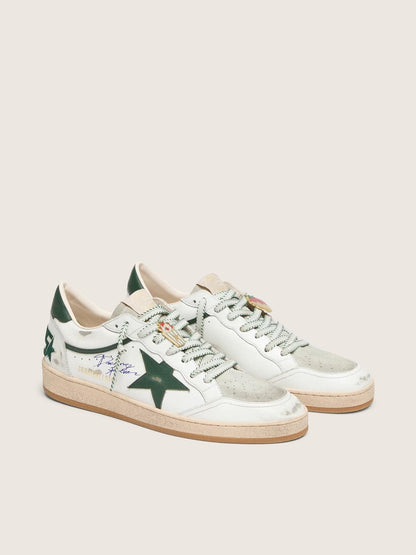 Women’s Ball Star LTD in white leather with green star and Skins