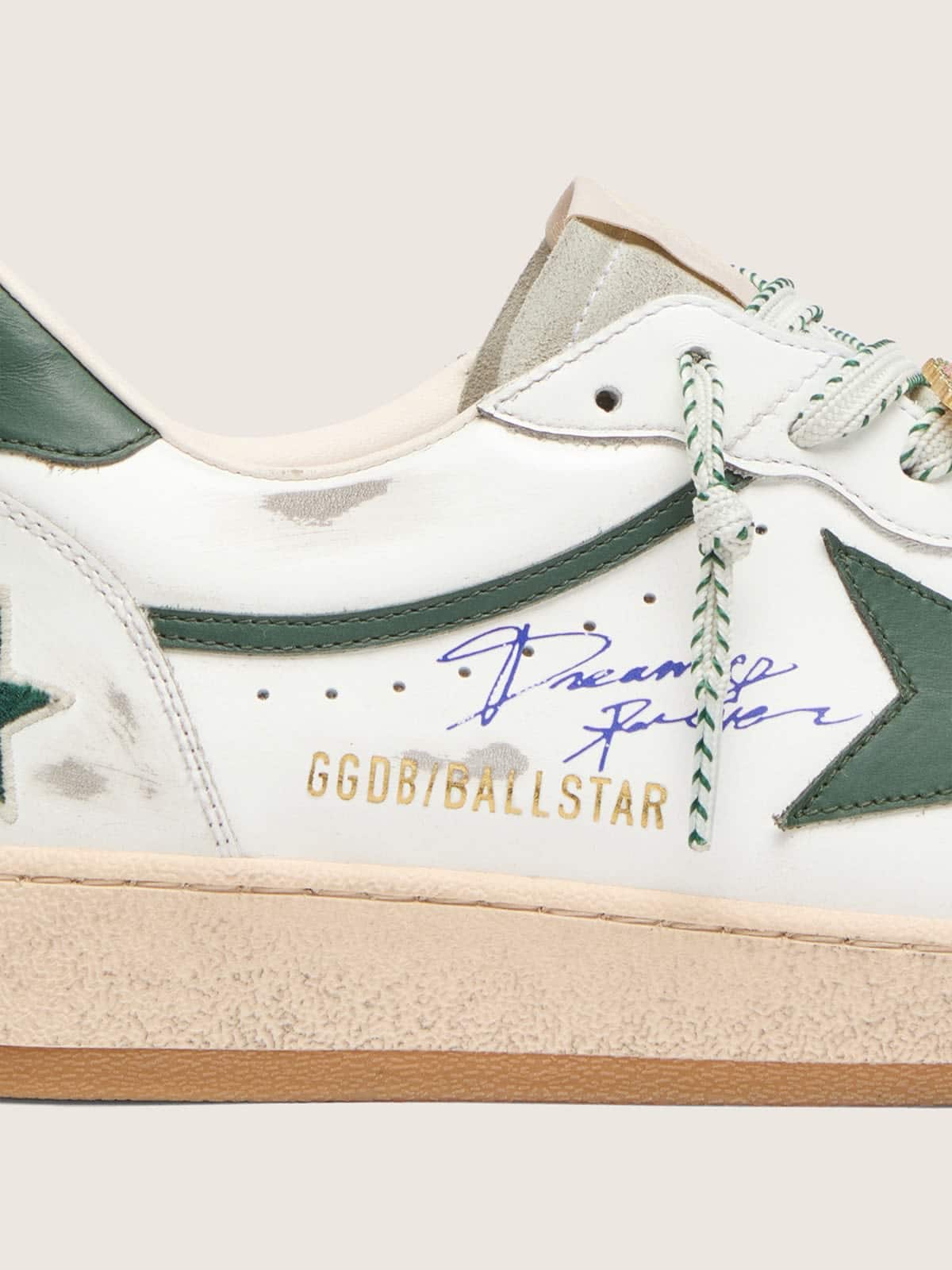 Women’s Ball Star LTD in white leather with green star and Skins
