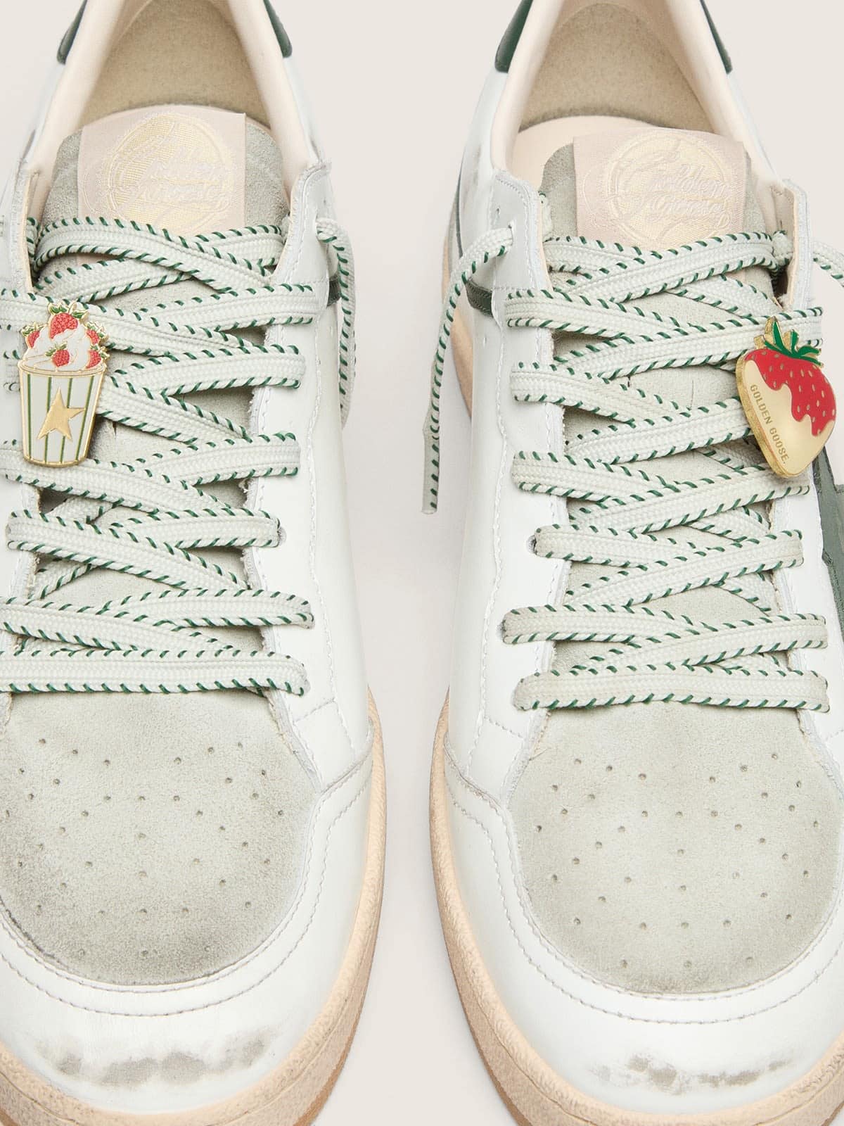 Women’s Ball Star LTD in white leather with green star and Skins