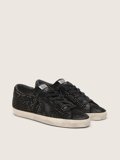Super-Star in black suede with Swarovski crystals and black suede star