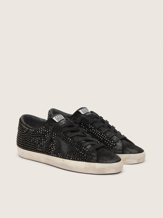 Super-Star in black suede with Swarovski crystals and black suede star