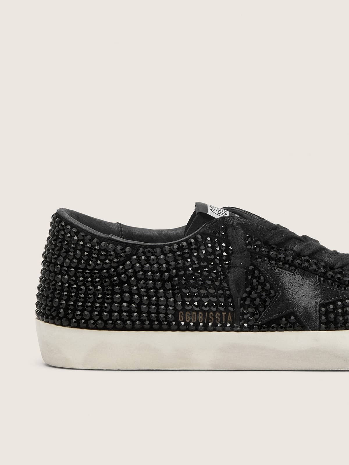 Super-Star in black suede with Swarovski crystals and black suede star