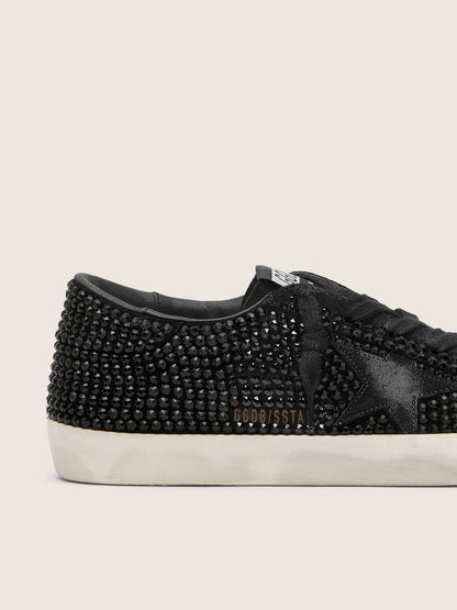 Super-Star in black suede with Swarovski crystals and black suede star