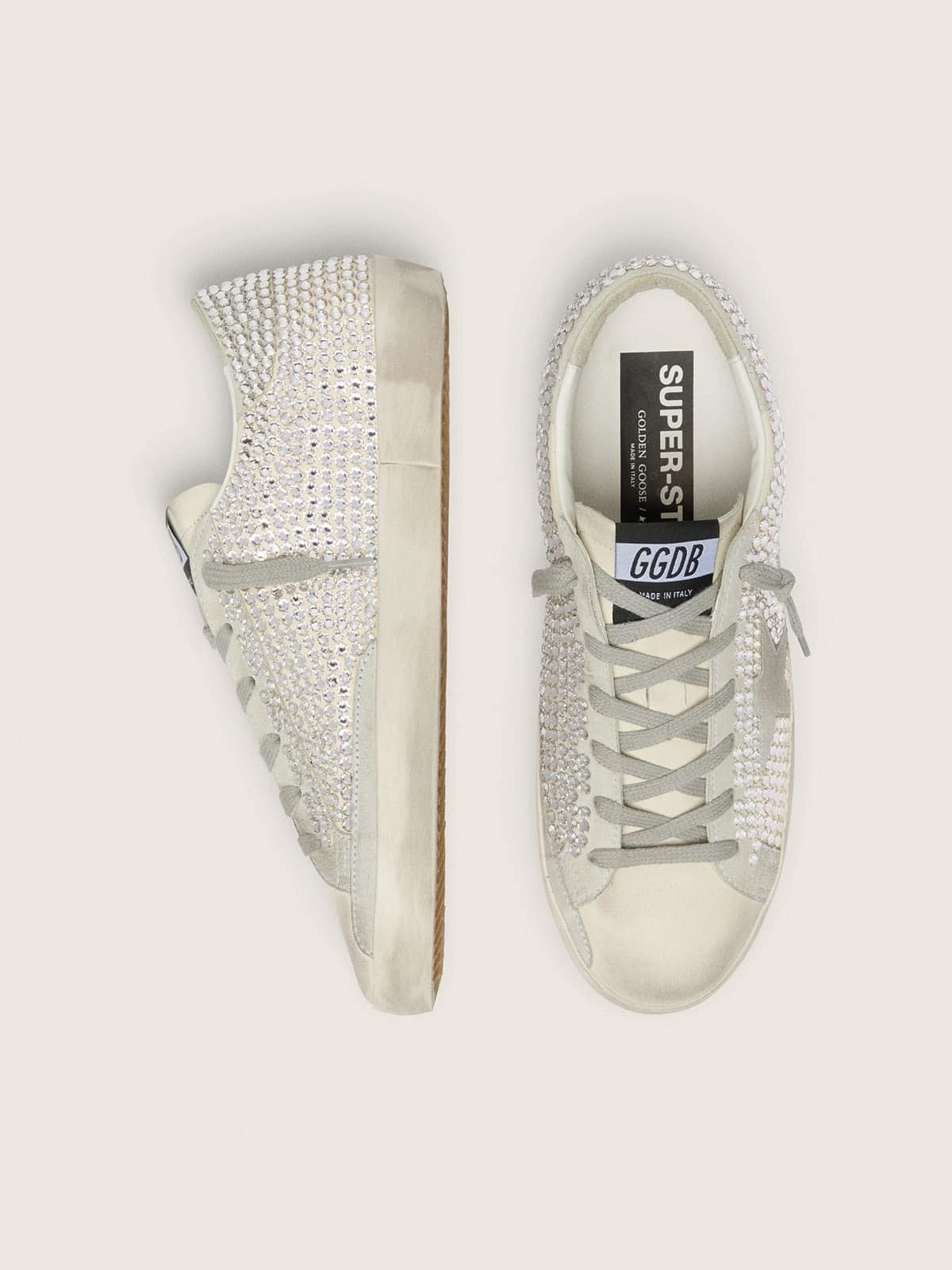 Super-Star in nubuck with Swarovski crystals and ice-gray suede star